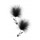Зажимы на соски с черными пуховыми кисточками Sweet Caress Feather Nipple Clumps - Sweet Caress - купить с доставкой в Ангарске