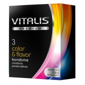 Цветные ароматизированные презервативы VITALIS PREMIUM color   flavor - 3 шт. - Vitalis - купить с доставкой в Ангарске
