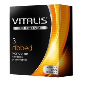 Ребристые презервативы VITALIS PREMIUM ribbed - 3 шт. - Vitalis - купить с доставкой в Ангарске