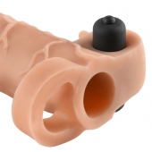 Телесная вибронасадка с кольцом Vibrating Real Feel 2 Extension - 16 см. - Pipedream - в Ангарске купить с доставкой