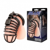 Черная металлическая клетка с замком Deluxe Chastity Cage - BlueLine - купить с доставкой в Ангарске