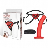 Красный поясной фаллоимитатор Red Heart Strap on Harness   5in Dildo Set - 12,25 см. - Lux Fetish - купить с доставкой в Ангарске