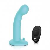 Голубая изогнутая насадка 6in Remote Control Ripple P-Spot G-Spot на черных трусиках - 16 см. - Pegasus - купить с доставкой в Ангарске