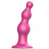 Розовая насадка Strap-On-Me Dildo Plug Beads size S - Strap-on-me - купить с доставкой в Ангарске
