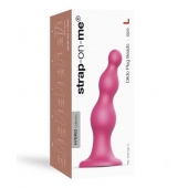 Розовая насадка Strap-On-Me Dildo Plug Beads size L - Strap-on-me - купить с доставкой в Ангарске