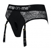 Черные трусики для насадок Diva Lingerie Harness - size S - Strap-on-me - купить с доставкой в Ангарске