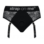 Черные трусики для насадок Diva Lingerie Harness - size S - Strap-on-me - купить с доставкой в Ангарске
