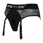 Черные трусики для насадок Diva Lingerie Harness - size L - Strap-on-me - купить с доставкой в Ангарске