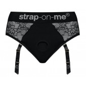 Черные трусики для насадок Diva Lingerie Harness - size L - Strap-on-me - купить с доставкой в Ангарске