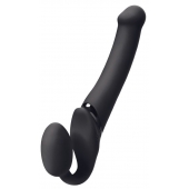 Черный безремневой вибрострапон Silicone Bendable Strap-On - size XL - Strap-on-me - купить с доставкой в Ангарске