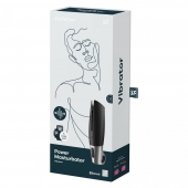 Черный мастурбатор с вибрацией Power Masturbator - Satisfyer - в Ангарске купить с доставкой