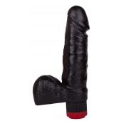 Чёрный виброфаллос с пышной мошонкой - 16 см. - LOVETOY (А-Полимер)