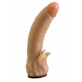 Телесная гелевая насадка-фаллос с клиторальными лепестками - 18,5 см. - LOVETOY (А-Полимер) - купить с доставкой в Ангарске