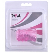 Розовая рельефная насадка на пенис - Toyfa Basic - в Ангарске купить с доставкой