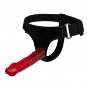 Тёмно-розовый страпон на трусиках регулирующегося размера - 18,8 см. - Baile - купить с доставкой в Ангарске