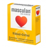 Презервативы с колечками и пупырышками Masculan Ribbed+Dotted - 3 шт. - Masculan - купить с доставкой в Ангарске