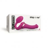 Ярко-розовый безремневой страпон Multi Orgasm Size S с клиторальной стимуляцией - Strap-on-me - купить с доставкой в Ангарске
