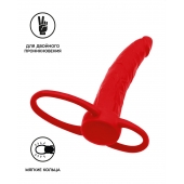 Красная насадка на пенис для двойного проникновения Black Red - 16,5 см. - ToyFa - купить с доставкой в Ангарске