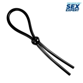 Черное силиконовое лассо с шариком для утяжки - Sex Expert - в Ангарске купить с доставкой