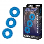 Комплект из трех голубых колец для эрекции 3-Pack Ultra-Stim Stretch Cock Rings - BlueLine - в Ангарске купить с доставкой