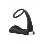 Черное эрекционное кольцо с вибропробкой Vibrating Anal Plug With Cockring - Dream Toys - в Ангарске купить с доставкой