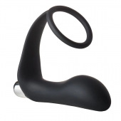 Черное эрекционное кольцо с вибропробкой Vibrating Anal Plug With Cockring - Dream Toys - в Ангарске купить с доставкой