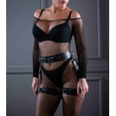 Кожаный пояс с гартерами Sex Game - БДСМ Арсенал - купить с доставкой в Ангарске