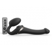 Черный безремневой страпон Multi Orgasm Size S с клиторальной стимуляцией - Strap-on-me - купить с доставкой в Ангарске