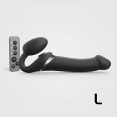 Черный безремневой страпон Multi Orgasm Size L с клиторальной стимуляцией - Strap-on-me - купить с доставкой в Ангарске