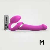 Ярко-розовый безремневой страпон Multi Orgasm Size M с клиторальной стимуляцией - Strap-on-me - купить с доставкой в Ангарске