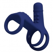 Синяя вибронасадка на пенис Vibrating Penis Sling - Baile - в Ангарске купить с доставкой