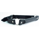 Черный кожаный кляп-трензель на кольцах - БДСМ Арсенал - купить с доставкой в Ангарске