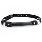 Черный кожаный кляп-трензель на кольцах - БДСМ Арсенал - купить с доставкой в Ангарске