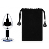 Анальное украшение BUTT PLUG  Small с синим кристаллом - 7 см. - Anal Jewelry Plug - купить с доставкой в Ангарске