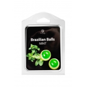 Набор из 2 шариков с массажным маслом Brazilian Balls с ароматом мяты - Secret Play - купить с доставкой в Ангарске