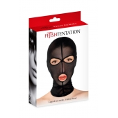 Черная сетчатая маска на голову с отверстиями для глаз и рта - Fetish Tentation - купить с доставкой в Ангарске