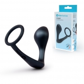 Черное эрекционное кольцо со стимулятором простаты Ringer Cock Ring   Plug - b-Vibe - в Ангарске купить с доставкой