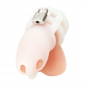 Белая клетка для пениса Silicone Small 2 in Cock Cage With Ball Divider - BlueLine - купить с доставкой в Ангарске