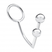 Кольцо на пенис с анальным стимулятором Two Bead Stainless Steel Anal Hook   Cock Ring - BlueLine - в Ангарске купить с доставкой