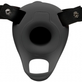 Черный полый страпон с вибрацией 2’’ Erection 28X Smooth Vibrating Silicone Penis Sheath - XR Brands - купить с доставкой в Ангарске