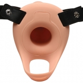 Телесный полый страпон 2  Erection 28X Smooth Vibrating Silicone Penis Sheath - 16 см. - XR Brands - купить с доставкой в Ангарске