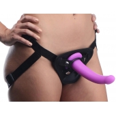 Лиловый поясной страпон Navigator Silicone G-Spot Dildo with Harness - 17,8 см. - XR Brands - купить с доставкой в Ангарске