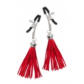 Зажимы на соски «Прищепки» с красными кисточками из замши - Pecado - купить с доставкой в Ангарске