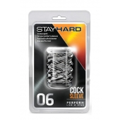 Прозрачная насадка с объёмными чёрточками STAY HARD COCK SLEEVE 06 CLEAR - Blush Novelties - в Ангарске купить с доставкой