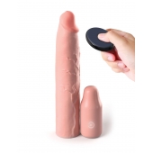 Телесная вибронасадка на член 3  Vibrating Mega X-tension with Remote - 22,9 см. - Pipedream - в Ангарске купить с доставкой