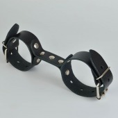 Черные кожаные наручники-фиксатор - Sitabella - купить с доставкой в Ангарске