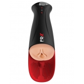 Телесный мастурбатор-вагина в черной колбе с вибрацией Fuck-O-Matic Pro XL - Pipedream - в Ангарске купить с доставкой