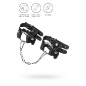 Черные кожаные наручники-браслеты из двух ремешков - Pecado - купить с доставкой в Ангарске