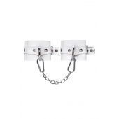 Белые мягкие кожаные наручники с люверсами - Pecado - купить с доставкой в Ангарске