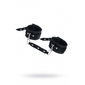 Черные двухслойные кожаные оковы с белой строчкой - Pecado - купить с доставкой в Ангарске